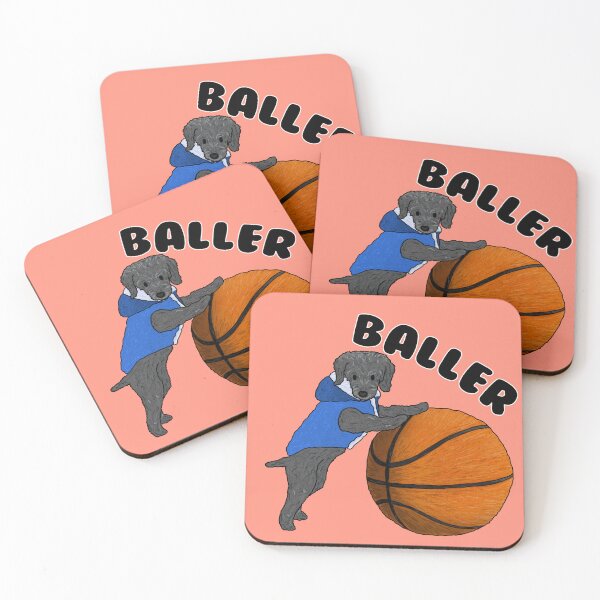 Item preview, Baller Scribble Black Poodle with Giant Basketball  designed and sold by KMH-Artwork.