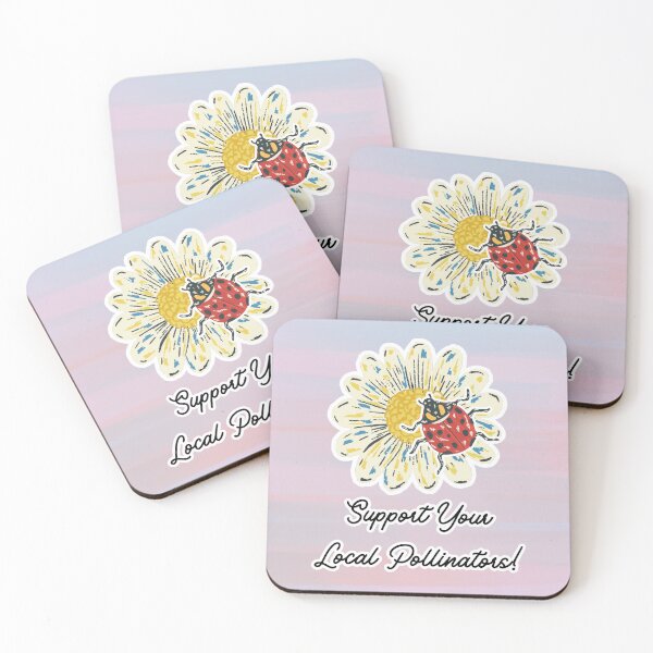 Item preview, Support Your Local Pollinators Ladybug and Flower Design designed and sold by CarefulCreation.