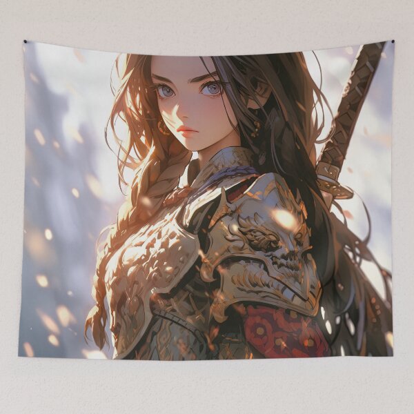 Item preview, Fierce Elegant Fantasy Warrior Anime Girl designed and sold by bubblegoth.