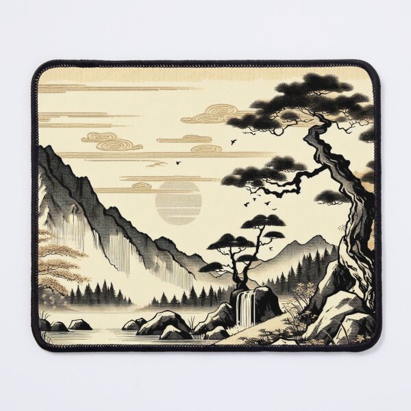 Item preview, Vintage Black White Japanese Landscape Art designed and sold by HippieFarms11.