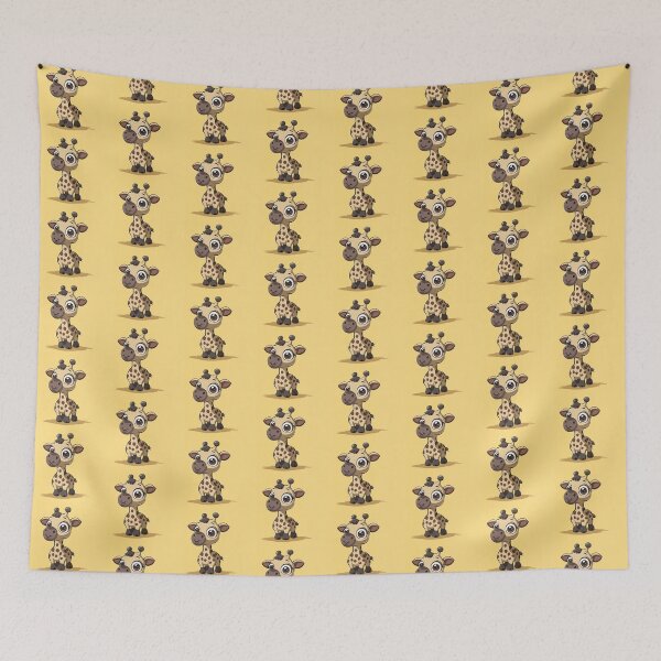 Item preview, Cheerful Giraffe Calf on Sunny Yellow Background designed and sold by PICbyFemke.