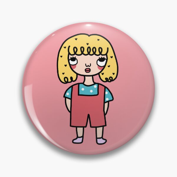 Item preview, Serious thoughtful blonde young beautiful girl wears overalls and green t shirt looking up. designed and sold by olivepine69.
