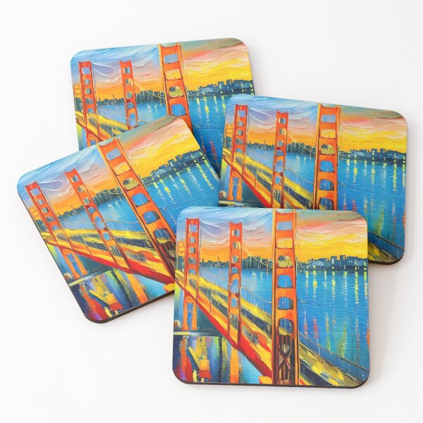 Artikelvorschau, Golden Gate Bridge gegen die Skyline entworfen und verkauft von Paw's Arts.