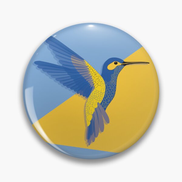Item preview, HUMMINGBIRD BLUE YELLOW - yellow triangle designed and sold by RoundRainbow.