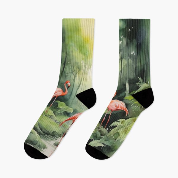 Item preview, Flamingos watercolor painting  designed and sold by shokA Design.