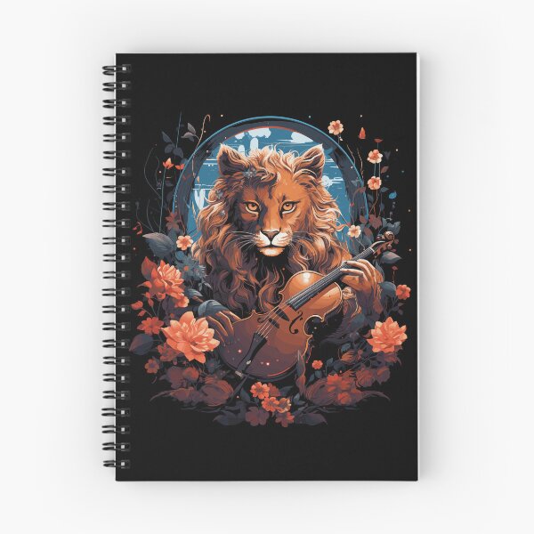 Item preview, Lion with a violin is depicted with flowers designed and sold by CreationsaART.