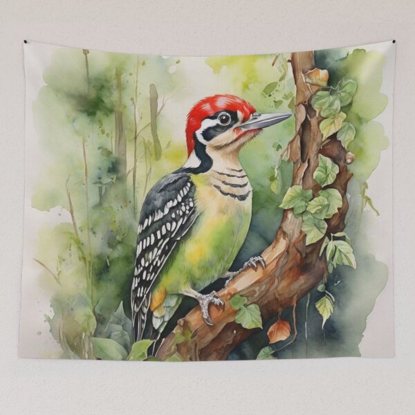 Item preview, Woodpecker watercolor painting  designed and sold by shokA Design.