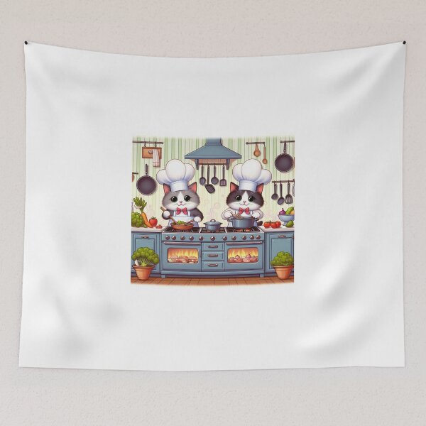 Item preview, Cats cooking in the kitchen  designed and sold by mermaidstribe.