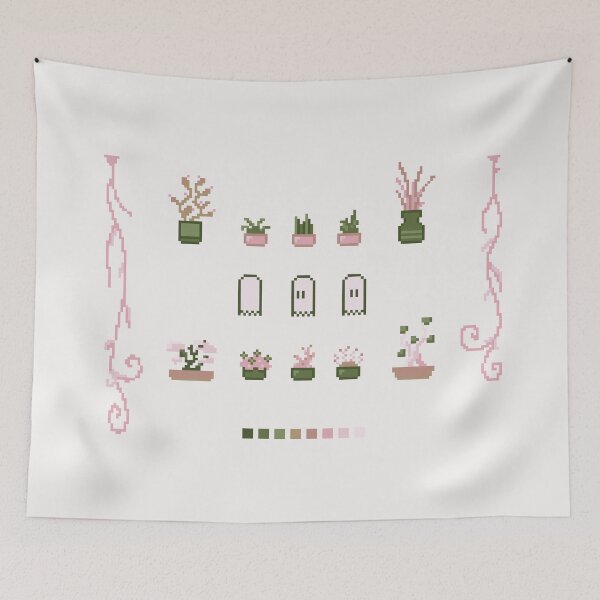 Item preview, Pixel Art Plants Set Pink designed and sold by muffineshipster.
