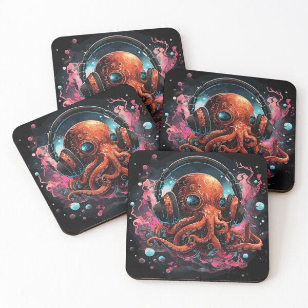 Artikelvorschau, Ein Oktopus trägt Kopfhörer, während er Musik hört entworfen und verkauft von CreationsaART.