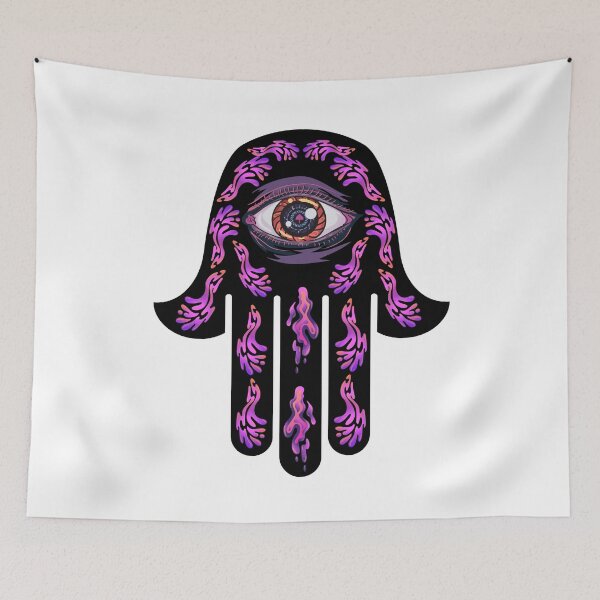 Item preview, Cool Purple All Seeing Eye Hamsa Hand designed and sold by hamsasoul.