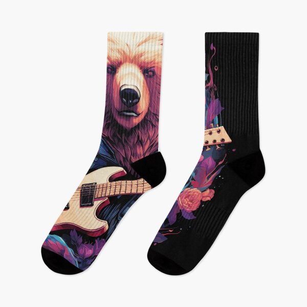Item preview, Bear with a guitar surrounded by flowers designed and sold by CreationsaART.
