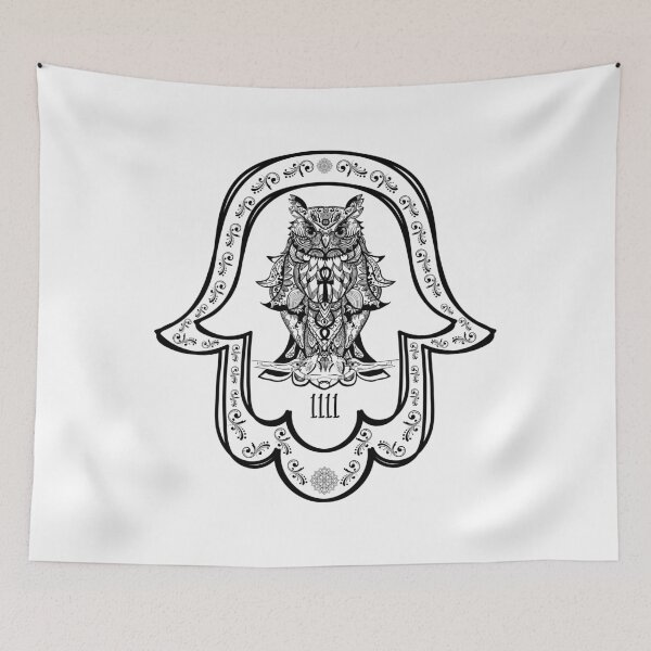 Item preview, 1111 Angel Number Owl Hamsa Hand designed and sold by hamsasoul.