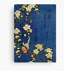 Bullfinch and Drooping Cherry by Katsushika Hokusai (Reproduction) Canvas Print