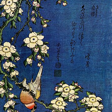 Artwork thumbnail, Bullfinch and Drooping Cherry by Katsushika Hokusai (Reproduction) by Classic Visions Gallery