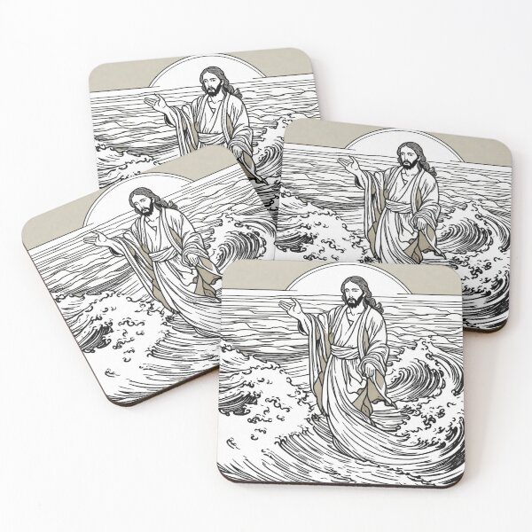 Item preview, Divine Minimalism: Jesus Walking on the Sea - Line Drawing designed and sold by Rosa Elena Albornoz Mendez.