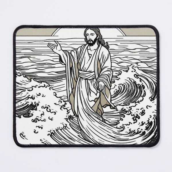 Item preview, Divine Minimalism: Jesus Walking on the Sea - Line Drawing designed and sold by Rosa Elena Albornoz Mendez.