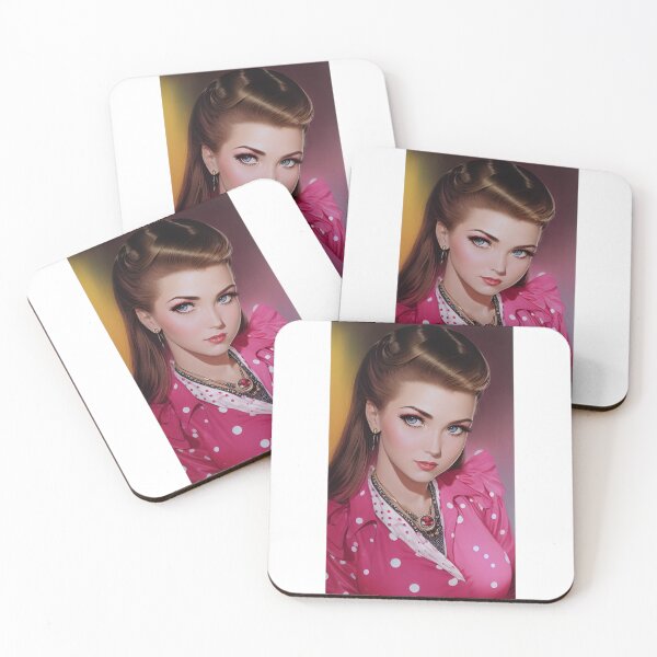 Item preview, Woman's Day - Blonde lady in pink dress with polka dots designed and sold by lusiakotowska.