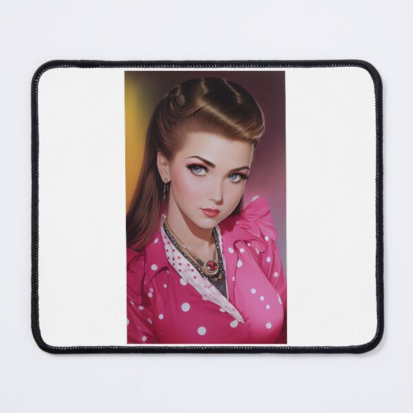 Item preview, Woman's Day - Blonde lady in pink dress with polka dots designed and sold by lusiakotowska.
