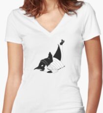 Breakdancin' Penguin Women's Fitted V-Neck T-Shirt