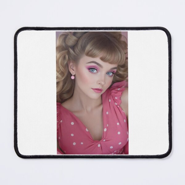 Item preview, Woman's Day - Blonde lady in pink dress with polka dots designed and sold by lusiakotowska.