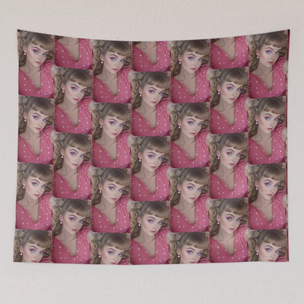 Item preview, Woman's Day - Blonde lady in pink dress with polka dots designed and sold by lusiakotowska.