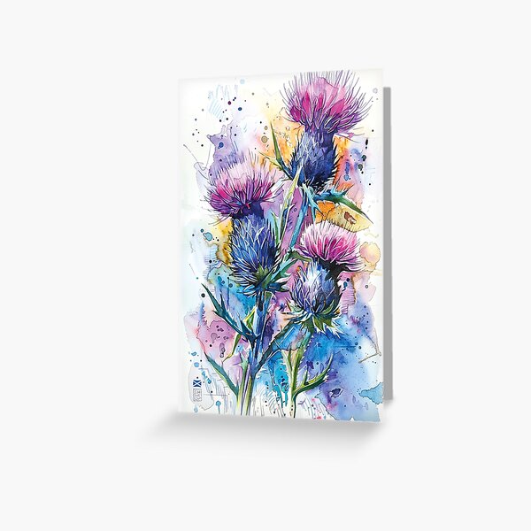 Item preview, Highland Thistle in Watercolor by SHMLV. Scottish Symbol. designed and sold by Shmoylov-Art.