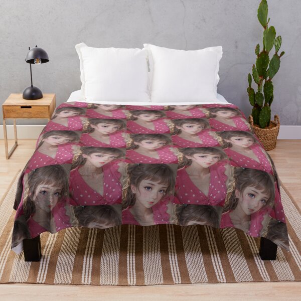 Item preview, Woman's Day - Blonde lady in pink dress with polka dots designed and sold by lusiakotowska.