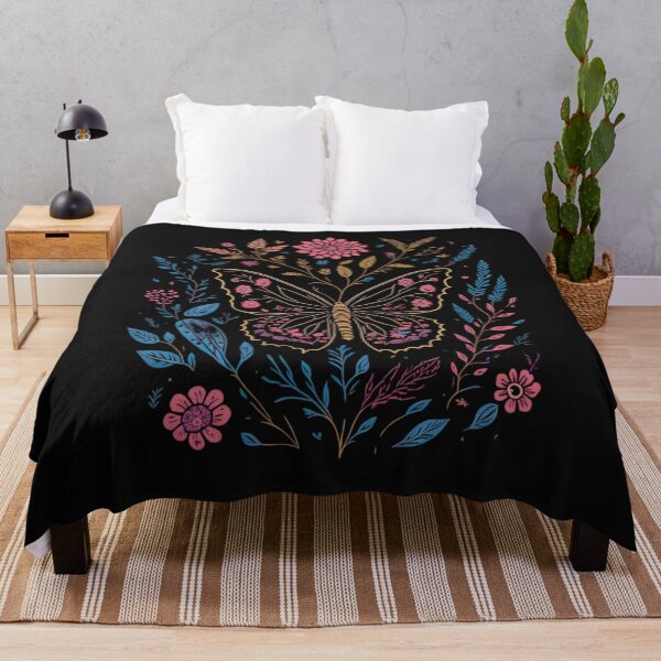 Item preview, Butterfly Magic woodland, Cottage-core Butterfly Floral Throw Blanket 2 designed and sold by LLdreams.