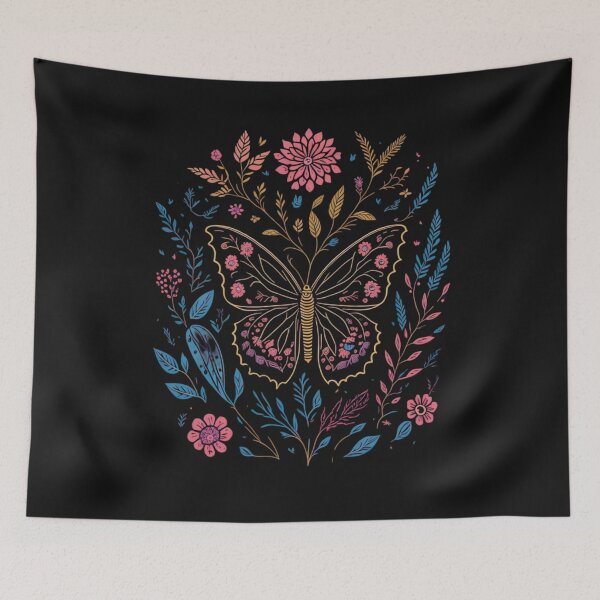 Item preview, Butterfly Magic woodland, Cottage-core Butterfly Floral Throw Blanket 2 designed and sold by LLdreams.