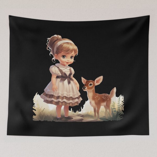 Item preview, Little girl with fawn, gift farmer, farmer's child designed and sold by Andrea-Design.