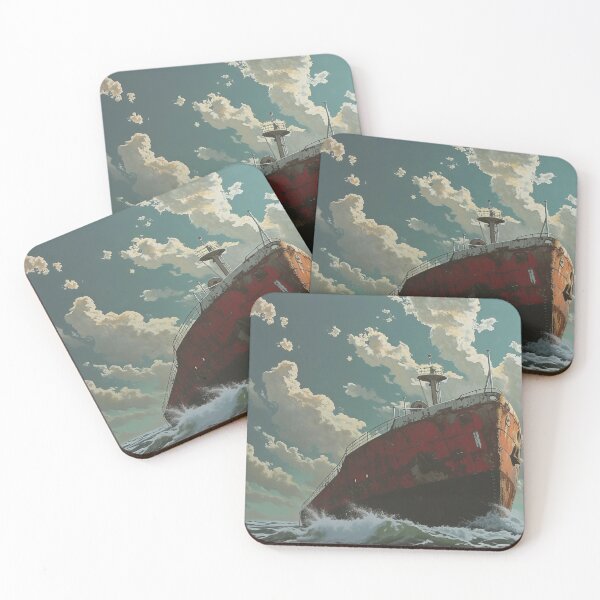 Item preview, Rusty Vessel's Oceanic Journey - Vintage Ship Illustration designed and sold by EtherealEchoes.