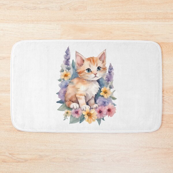 Item preview, In the Garden with Kitty: Cute Cat Among Blooming Flowers, watercolor style designed and sold by AnettPr.