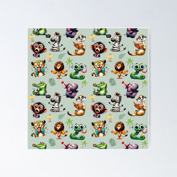 Item preview, Funny safari animals repeating pattern designed and sold by Fantacaroo Designs.