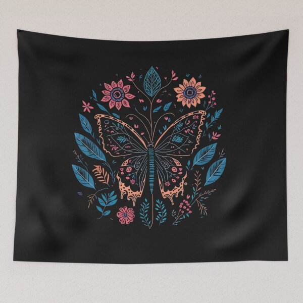 Item preview, Butterfly Magic woodland, Cottage-core Butterfly Floral Throw Blanket 3 designed and sold by LLdreams.