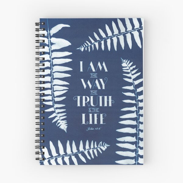 Item preview, I Am the Way John 14:6 Bible Verse Cyanotype with Ferns designed and sold by leafandberryart.