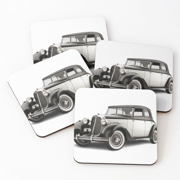 Item preview, The image is of a classic antique car with a large front end. It features a vintage design with a prominent front grille and fender. designed and sold by Lexicon-Looks.