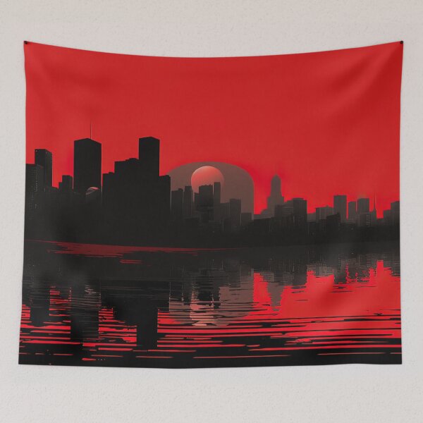 Item preview, City skyline | Red minimalism designed and sold by ComicsFactory.