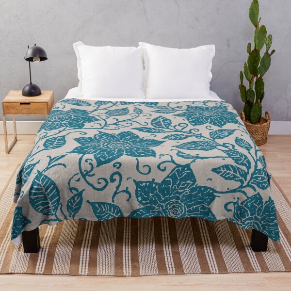 Item preview, Boho Floral Pattern Turquoise Blue designed and sold by tonymagnerart.