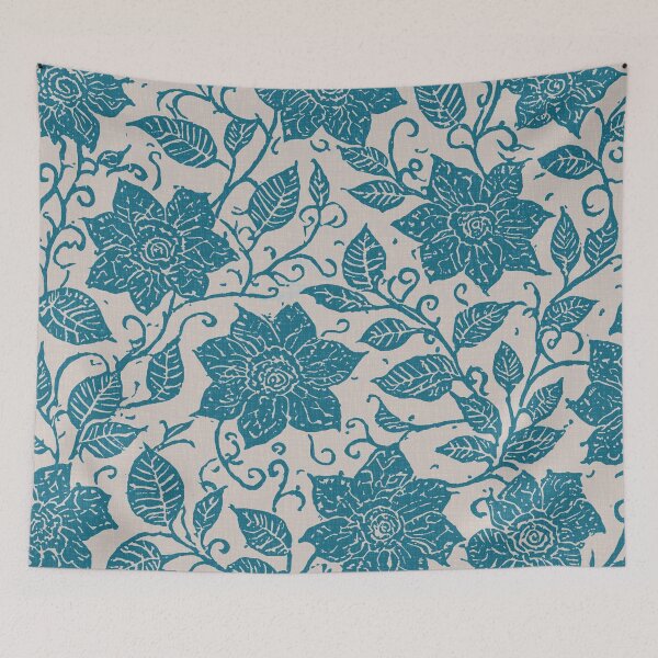 Item preview, Boho Floral Pattern Turquoise Blue designed and sold by tonymagnerart.