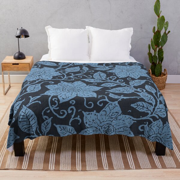 Item preview, Boho Floral Pattern Black and Blue designed and sold by tonymagnerart.