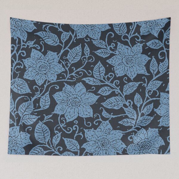 Item preview, Boho Floral Pattern Black and Blue designed and sold by tonymagnerart.