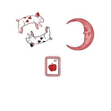 Vorschaubild zum Design Kaninchen-, Mond- und Apfelstempel-Vintage-Aufkleberpaket von kuromillie