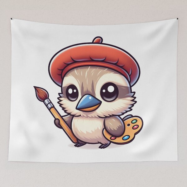 Item preview, Kawaii Kookaburra With Artist'S Beret designed and sold by CanvasCutie.