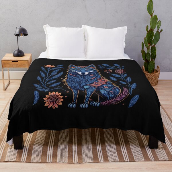 Item preview,  The Lone Wolf Magic woodland, Cottage-core Floral Throw Blanket 6 designed and sold by LLdreams.