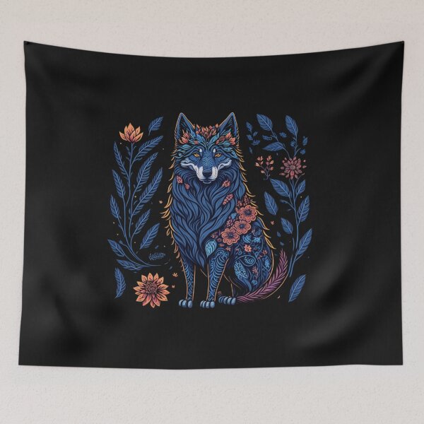 Item preview,  The Lone Wolf Magic woodland, Cottage-core Floral Throw Blanket 6 designed and sold by LLdreams.