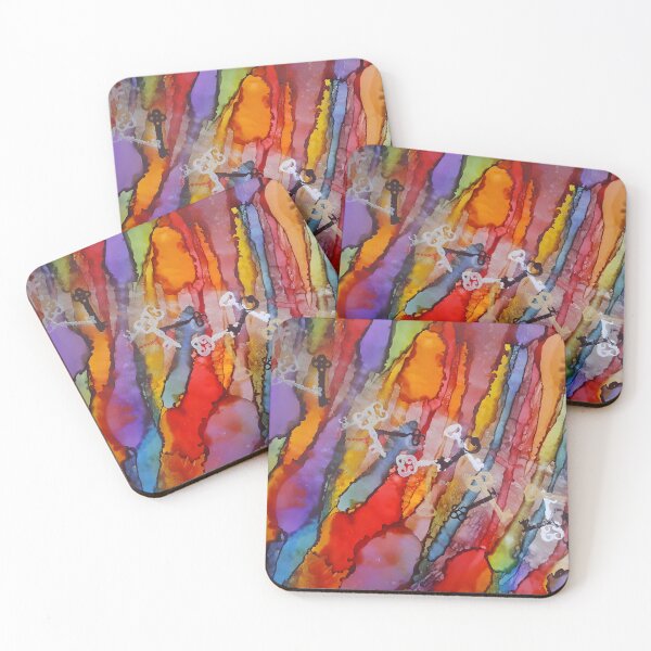 Item preview, Rainbows with Keys Alcohol Ink Art designed and sold by freshinkarts.