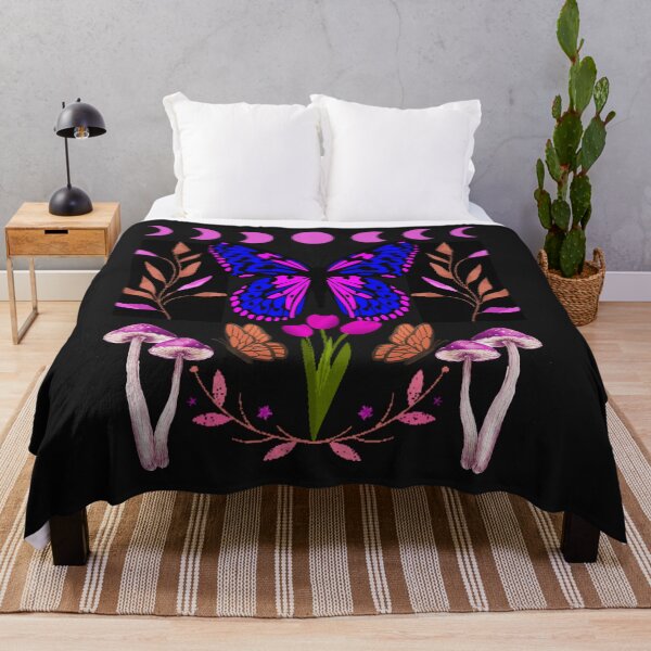 Item preview, Butterfly Magic woodland, Cottage-core Butterfly Floral Throw Blanket 8 designed and sold by LLdreams.