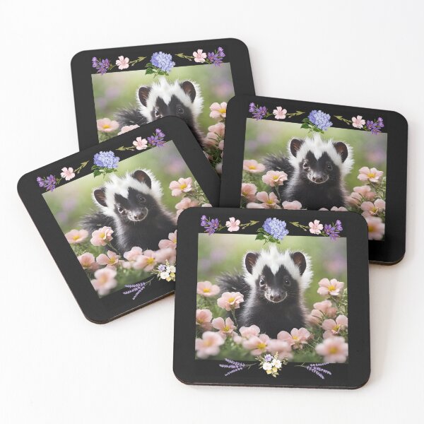 Item preview, Sweet Baby Skunk With Spring Flowers Colorful Design designed and sold by EarthArtDesigns.