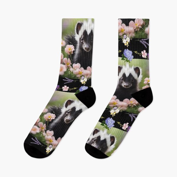 Item preview, Sweet Baby Skunk With Spring Flowers Colorful Design designed and sold by EarthArtDesigns.